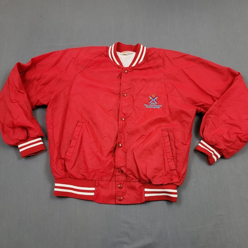 VINTAGE Hartwell Jacket Mens Large‎ L Long Sleeve Button Up Bomber Jacket Red *